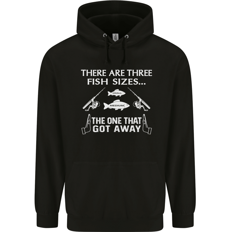 There Are Three Fish Sizes Funny Fishing Childrens Kids Hoodie Black