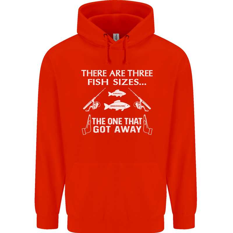 There Are Three Fish Sizes Funny Fishing Childrens Kids Hoodie Bright Red