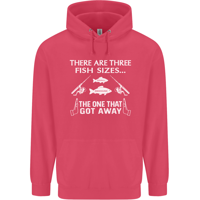 There Are Three Fish Sizes Funny Fishing Childrens Kids Hoodie Heliconia
