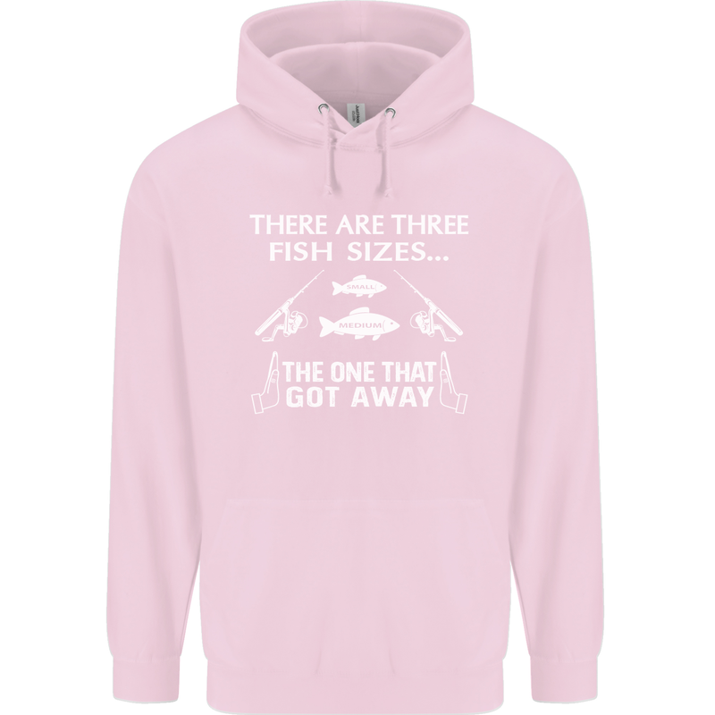 There Are Three Fish Sizes Funny Fishing Childrens Kids Hoodie Light Pink