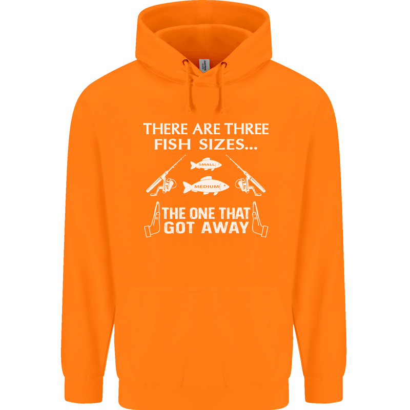 There Are Three Fish Sizes Funny Fishing Childrens Kids Hoodie Orange