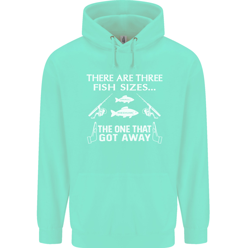 There Are Three Fish Sizes Funny Fishing Childrens Kids Hoodie Peppermint