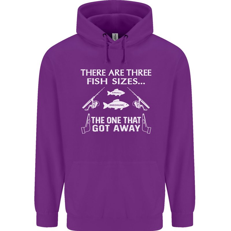 There Are Three Fish Sizes Funny Fishing Childrens Kids Hoodie Purple