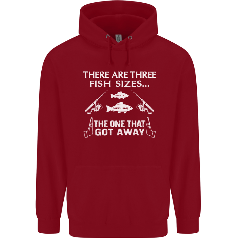 There Are Three Fish Sizes Funny Fishing Childrens Kids Hoodie Red
