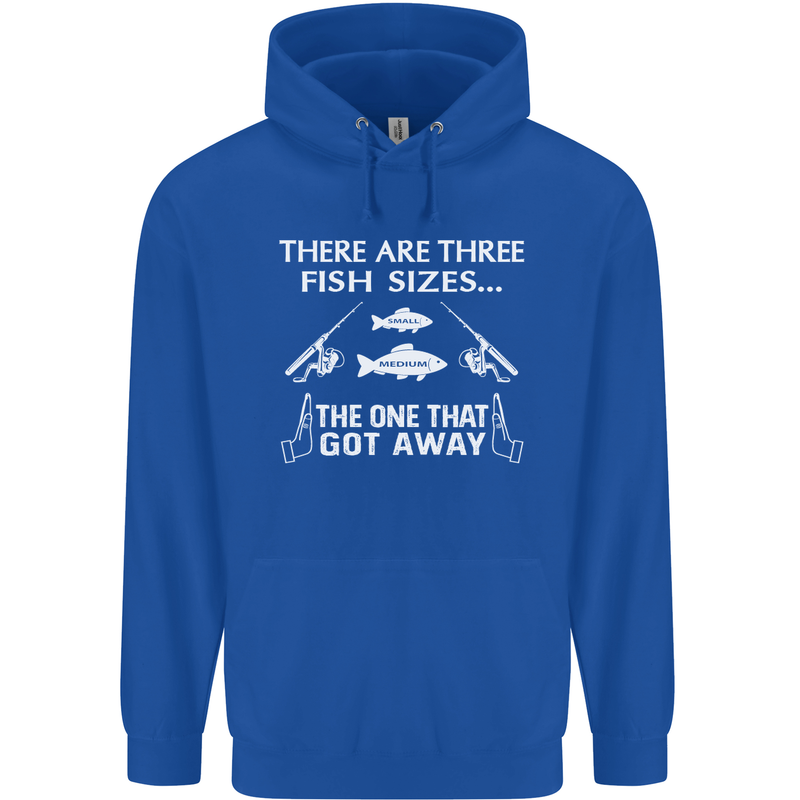 There Are Three Fish Sizes Funny Fishing Childrens Kids Hoodie Royal Blue