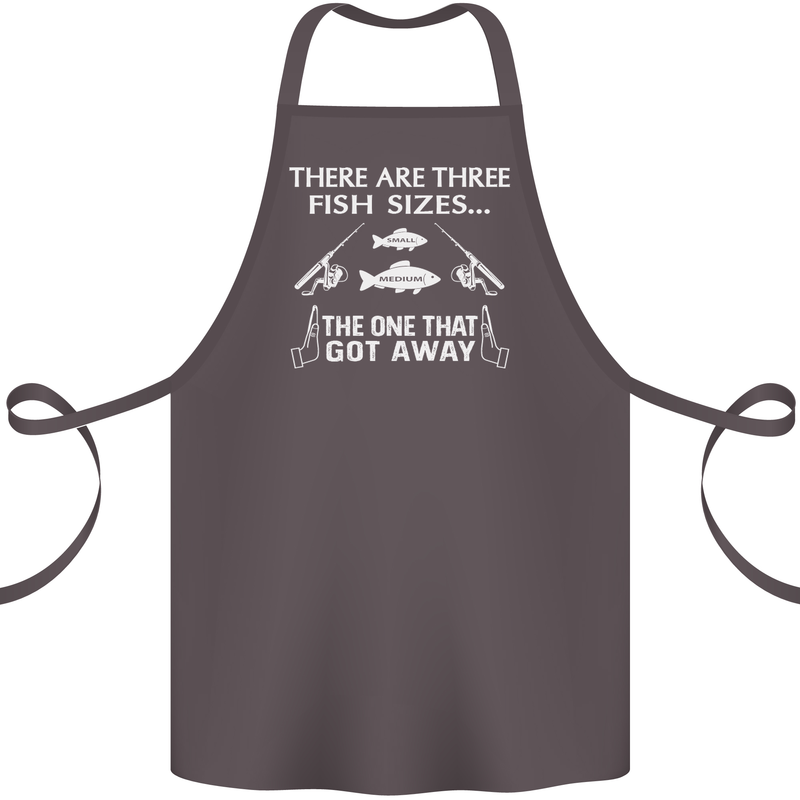 There Are Three Fish Sizes Funny Fishing Cotton Apron 100% Organic Dark Grey