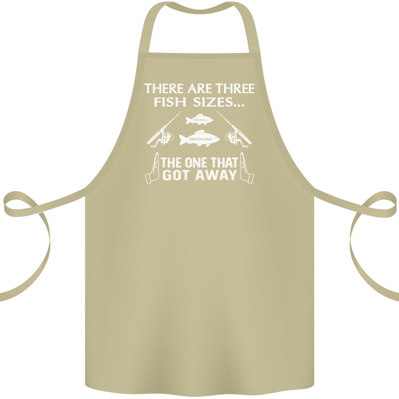 There Are Three Fish Sizes Funny Fishing Cotton Apron 100% Organic Khaki