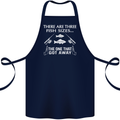 There Are Three Fish Sizes Funny Fishing Cotton Apron 100% Organic Navy Blue