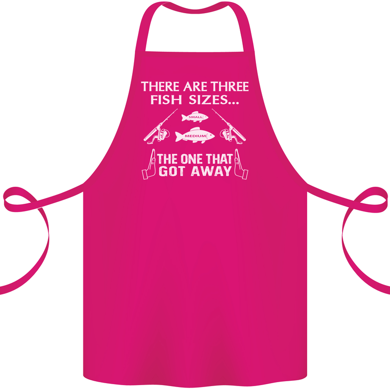 There Are Three Fish Sizes Funny Fishing Cotton Apron 100% Organic Pink