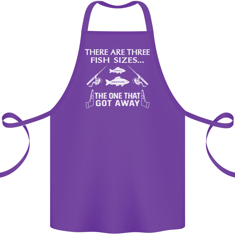 There Are Three Fish Sizes Funny Fishing Cotton Apron 100% Organic Purple