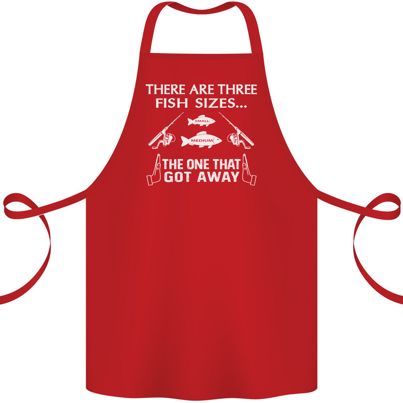 There Are Three Fish Sizes Funny Fishing Cotton Apron 100% Organic Red