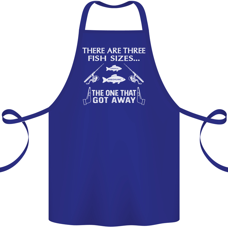 There Are Three Fish Sizes Funny Fishing Cotton Apron 100% Organic Royal Blue