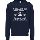 There Are Three Fish Sizes Funny Fishing Kids Sweatshirt Jumper Navy Blue