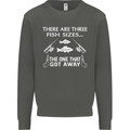 There Are Three Fish Sizes Funny Fishing Kids Sweatshirt Jumper Storm Grey