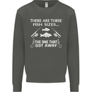There Are Three Fish Sizes Funny Fishing Kids Sweatshirt Jumper Storm Grey