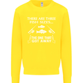 There Are Three Fish Sizes Funny Fishing Kids Sweatshirt Jumper Yellow