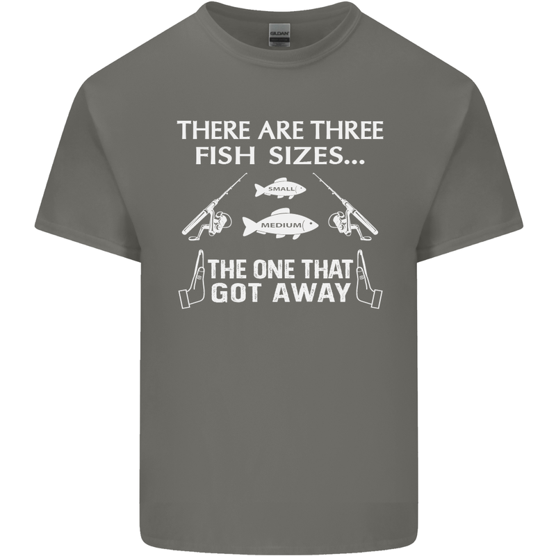 There Are Three Fish Sizes Funny Fishing Kids T-Shirt Childrens Charcoal