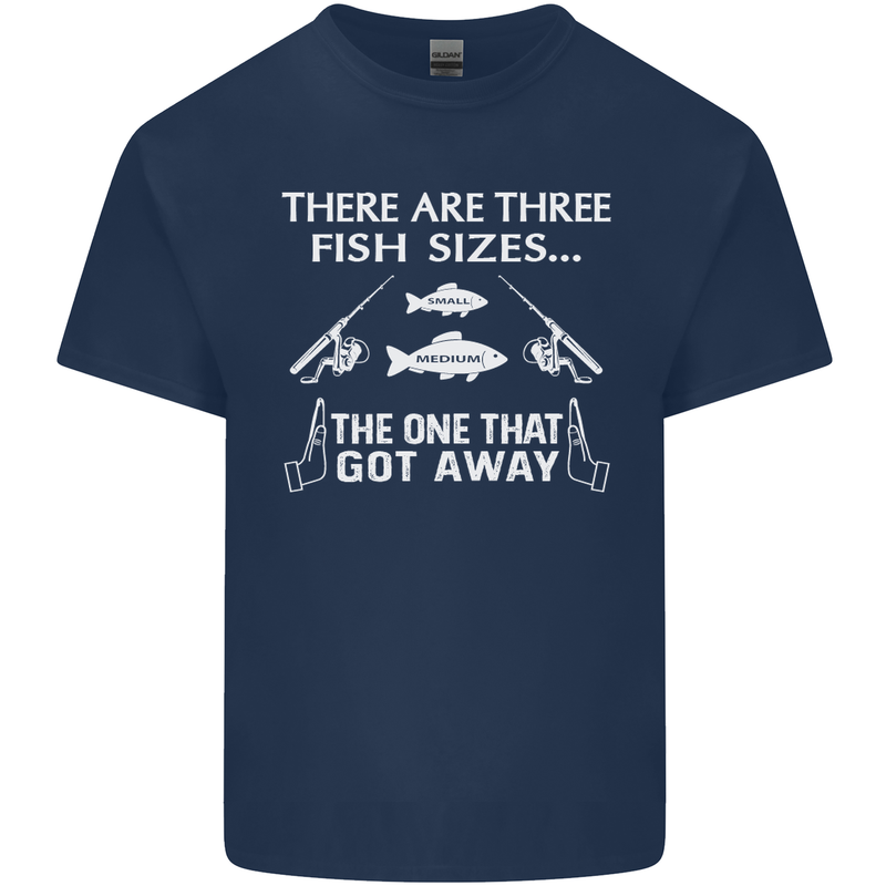 There Are Three Fish Sizes Funny Fishing Kids T-Shirt Childrens Navy Blue