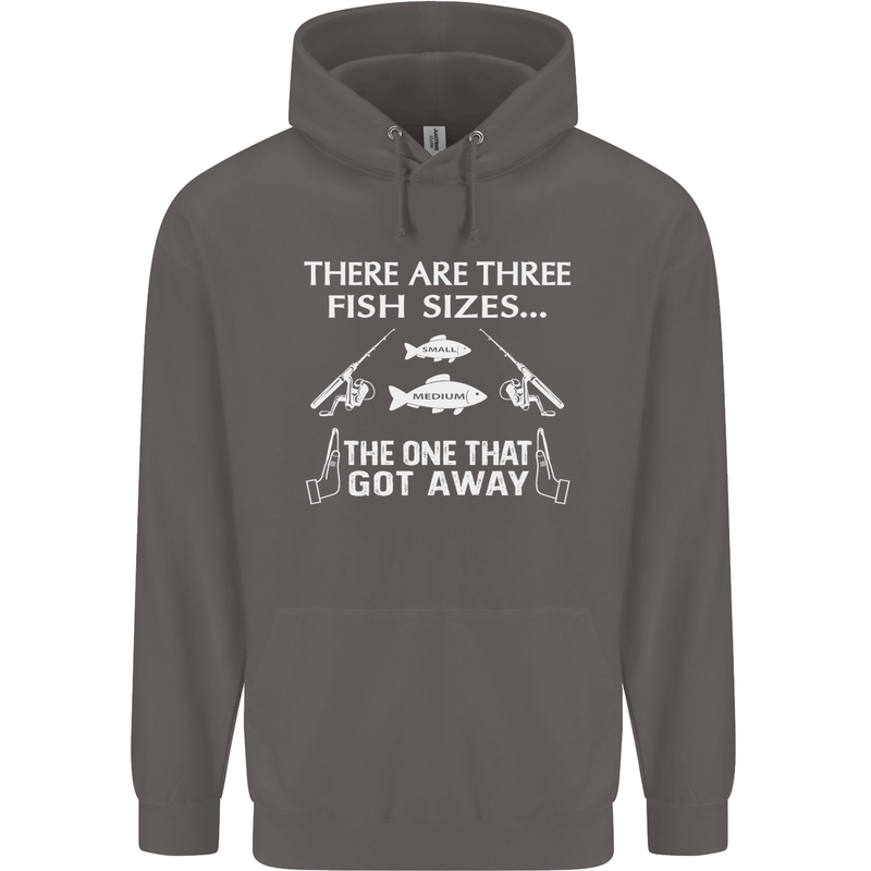 There Are Three Fish Sizes Funny Fishing Mens 80% Cotton Hoodie Charcoal