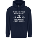 There Are Three Fish Sizes Funny Fishing Mens 80% Cotton Hoodie Navy Blue