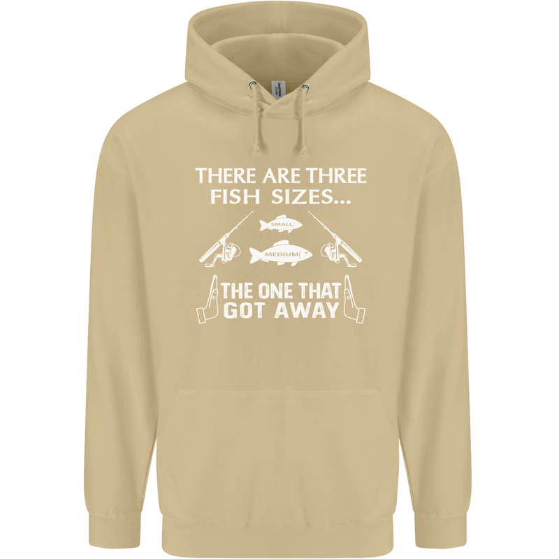 There Are Three Fish Sizes Funny Fishing Mens 80% Cotton Hoodie Sand