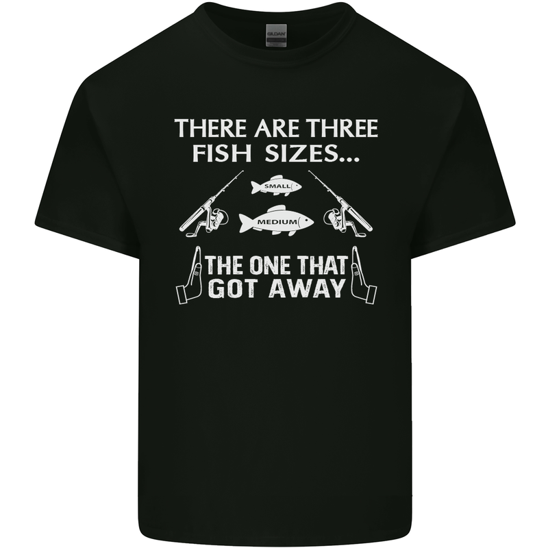 There Are Three Fish Sizes Funny Fishing Mens Cotton T-Shirt Tee Top Black