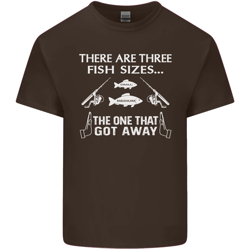 There Are Three Fish Sizes Funny Fishing Mens Cotton T-Shirt Tee Top Dark Chocolate