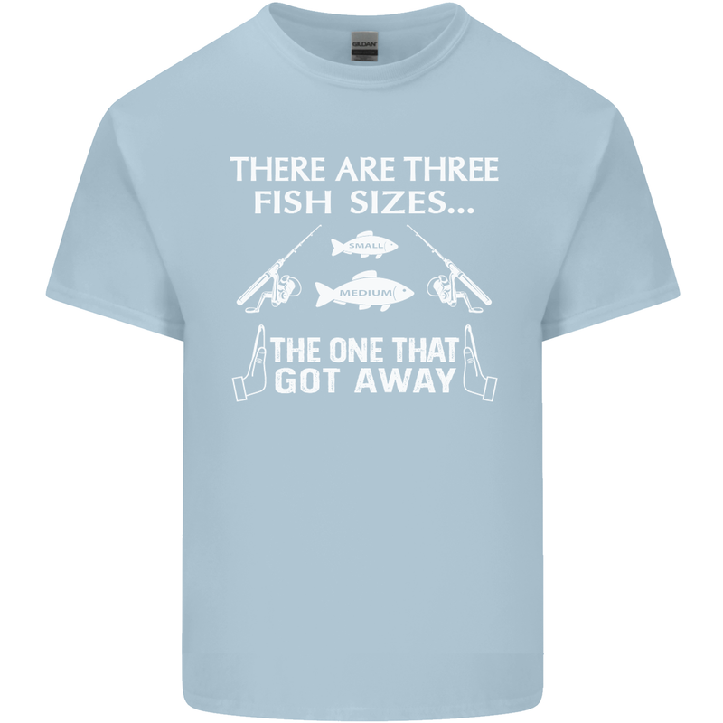 There Are Three Fish Sizes Funny Fishing Mens Cotton T-Shirt Tee Top Light Blue