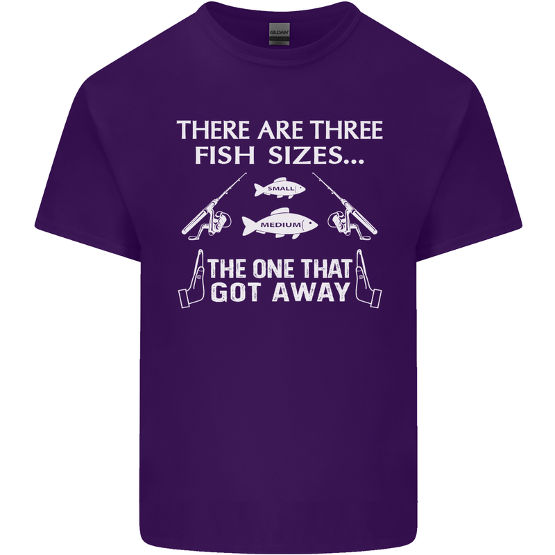 There Are Three Fish Sizes Funny Fishing Mens Cotton T-Shirt Tee Top Purple