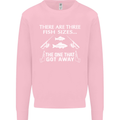 There Are Three Fish Sizes Funny Fishing Mens Sweatshirt Jumper Light Pink