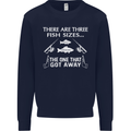 There Are Three Fish Sizes Funny Fishing Mens Sweatshirt Jumper Navy Blue