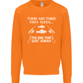 There Are Three Fish Sizes Funny Fishing Mens Sweatshirt Jumper Orange