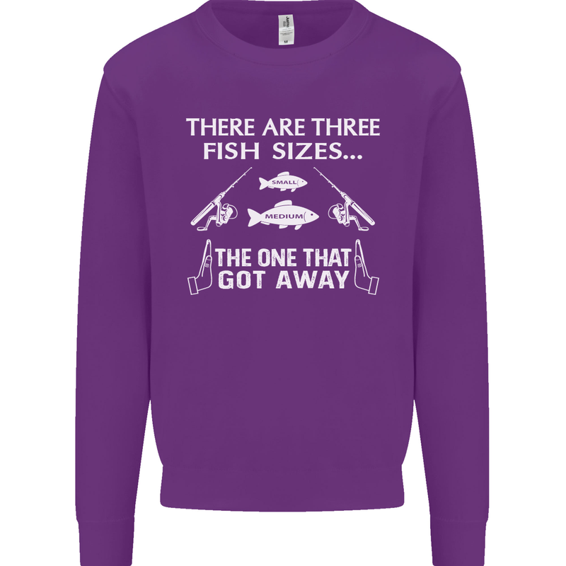 There Are Three Fish Sizes Funny Fishing Mens Sweatshirt Jumper Purple