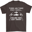 There Are Three Fish Sizes Funny Fishing Mens T-Shirt Cotton Gildan Dark Chocolate