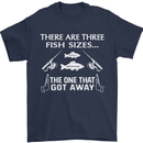 There Are Three Fish Sizes Funny Fishing Mens T-Shirt Cotton Gildan Navy Blue
