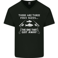 There Are Three Fish Sizes Funny Fishing Mens V-Neck Cotton T-Shirt Black