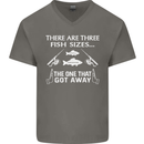 There Are Three Fish Sizes Funny Fishing Mens V-Neck Cotton T-Shirt Charcoal