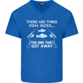 There Are Three Fish Sizes Funny Fishing Mens V-Neck Cotton T-Shirt Royal Blue