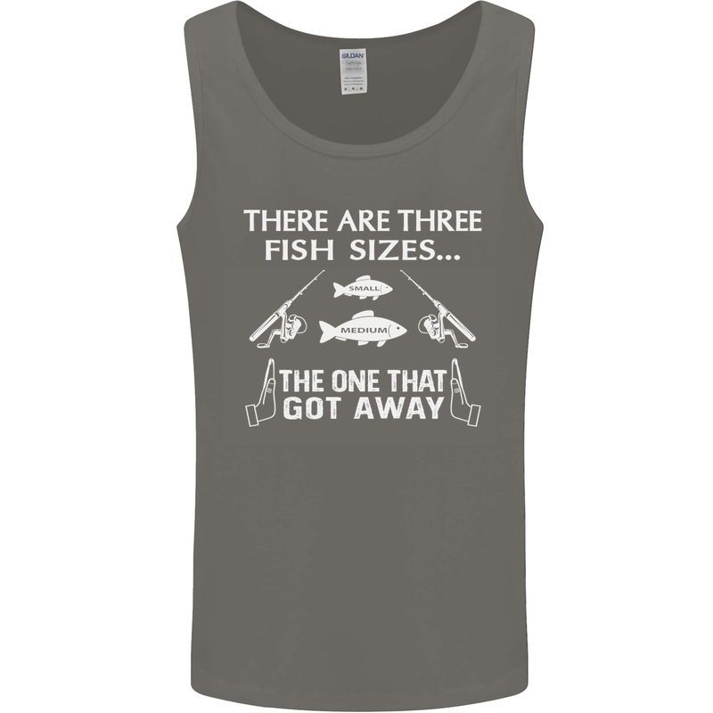 There Are Three Fish Sizes Funny Fishing Mens Vest Tank Top Charcoal