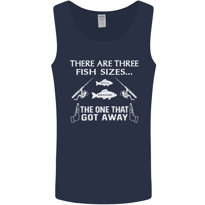 There Are Three Fish Sizes Funny Fishing Mens Vest Tank Top Navy Blue