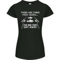 There Are Three Fish Sizes Funny Fishing Womens Petite Cut T-Shirt Black