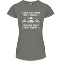There Are Three Fish Sizes Funny Fishing Womens Petite Cut T-Shirt Charcoal