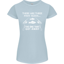There Are Three Fish Sizes Funny Fishing Womens Petite Cut T-Shirt Light Blue