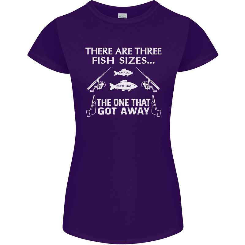 There Are Three Fish Sizes Funny Fishing Womens Petite Cut T-Shirt Purple