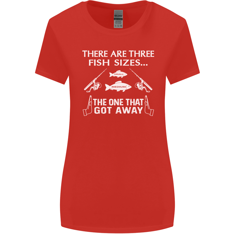 There Are Three Fish Sizes Funny Fishing Womens Wider Cut T-Shirt Red