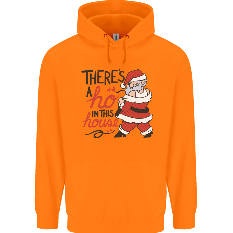 There's a Ho In This House Funny Christmas Childrens Kids Hoodie Orange