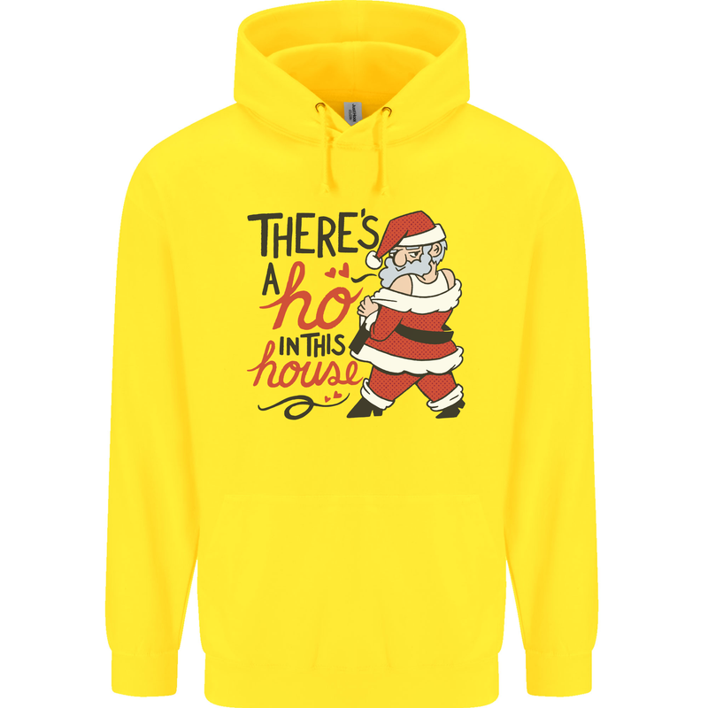 There's a Ho In This House Funny Christmas Childrens Kids Hoodie Yellow
