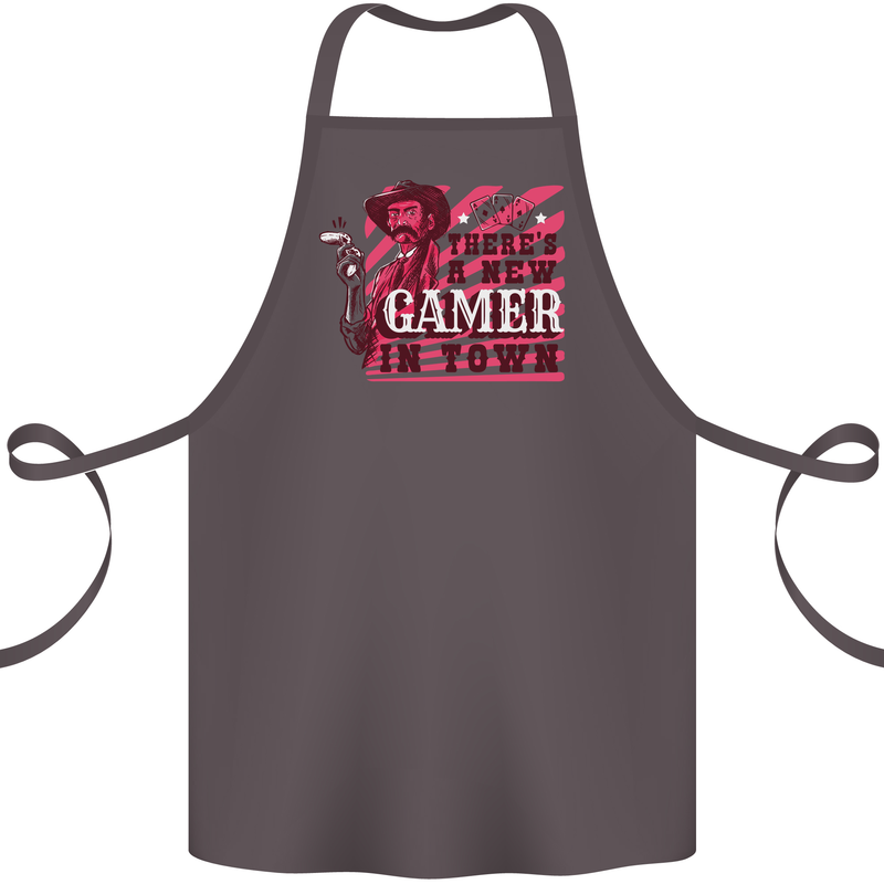 There's a New Gamer in Town Gaming Cotton Apron 100% Organic Dark Grey