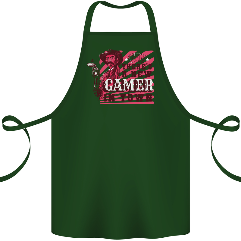 There's a New Gamer in Town Gaming Cotton Apron 100% Organic Forest Green
