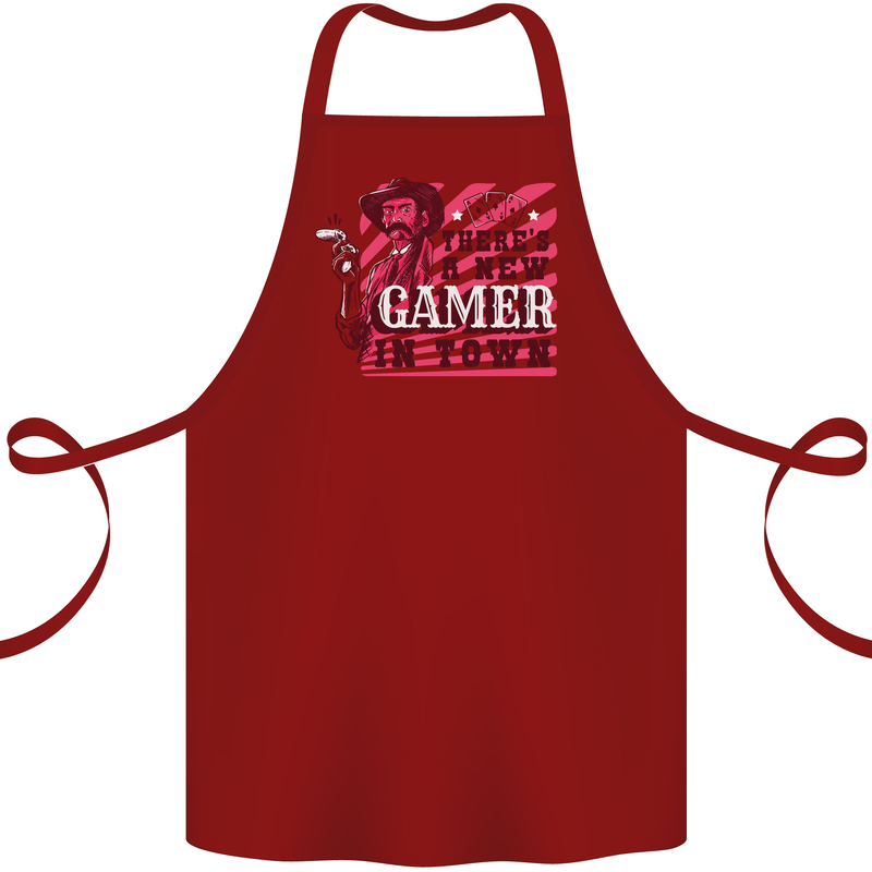 There's a New Gamer in Town Gaming Cotton Apron 100% Organic Maroon